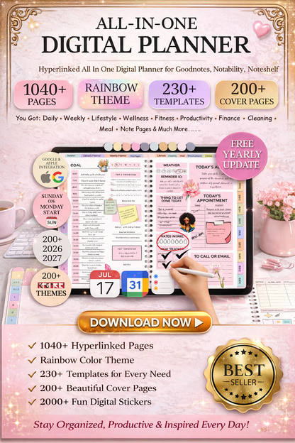 Digital Journal Blueprint Daily Weekly Monthly Planner for Organization Reflection Goal Planning Instant Download - FEMINE DIGITAL