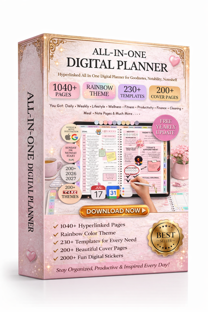 Digital Journal Blueprint Daily Weekly Monthly Planner for Organization Reflection Goal Planning Instant Download - FEMINE DIGITAL