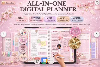 Digital Journal Blueprint Daily Weekly Monthly Planner for Organization Reflection Goal Planning Instant Download - FEMINE DIGITAL