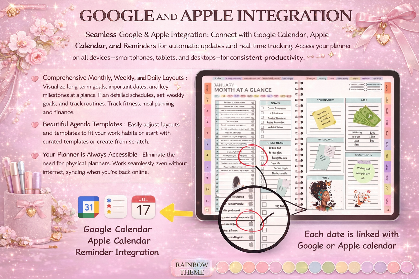 Digital Journal Blueprint Daily Weekly Monthly Planner for Organization Reflection Goal Planning Instant Download - FEMINE DIGITAL