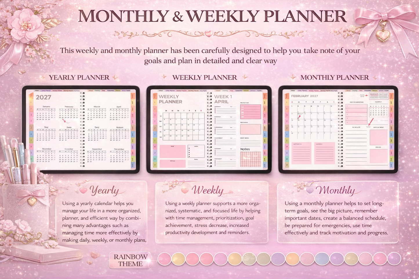 Digital Journal Blueprint Daily Weekly Monthly Planner for Organization Reflection Goal Planning Instant Download - FEMINE DIGITAL